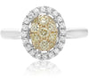 ESTATE .64CT WHITE & FANCY YELLOW DIAMOND 14KT TWO TONE GOLD OVAL CLUSTER RING