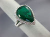 ESTATE EXTRA LARGE 6.27CT DIAMOND & AAA EMERALD 18KT WHITE GOLD ENGAGEMENT RING