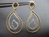 ESTATE .53CT DIAMOND 18KT 2 TONE GOLD 3D CLASSIC TEAR DROP LOVE HANGING EARRINGS