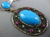 ESTATE MASSIVE 13.37CT FANCY YELLOW DIAMOND RUBY TURQUOISE 14K GOLD OVAL PENDANT