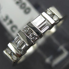 ANTIQUE .37CT ROUND & BAGUETTE DIAMOND 14K WHITE GOLD 3D ANNIVERSARY RING #12435