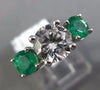 ESTATE LARGE 2.51CT DIAMOND & AAA EMERALD 14K WHITE GOLD 3 STONE ENGAGEMENT RING