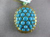 ANTIQUE LARGE AAA TURQUOISE 18KT YELLOW GOLD 3D LEAF CLUSTER SUN BURST PENDANT
