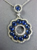 ESTATE 2.08CT DIAMOND & AAA SAPPHIRE 14KT WHITE GOLD 3D FLOWER CIRCULAR PENDANT