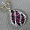 ESTATE .65CT DIAMOND & AAA RUBY 14K TWO TONE GOLD HERSHEY KISS TEAR DROP PENDANT