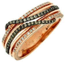 .32CT WHITE AND CHOCOLATE FANCY DIAMOND 14K ROSE GOLD MULTI ROW ANNIVERSARY RING