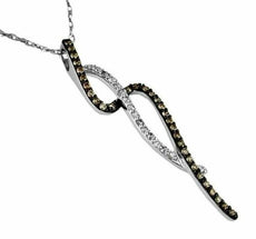 .28CT WHITE & CHOCOLATE FANCY DIAMOND 14KT WHITE GOLD INFINITY LOVE KNOT PENDANT
