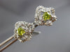 ESTATE 1.30CT WHITE & FANCY YELLOW DIAMOND 14KT WHITE GOLD FLOWER STUD EARRINGS