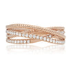 ESTATE WIDE .23CT DIAMOND 14K ROSE GOLD MULTI ROW CRISS CROSS INFINITY LOVE RING