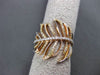 ESTATE WIDE .67CT FANCY YELLOW & WHITE DIAMOND 18KT ROSE GOLD 3D LEAF RING CUTE!