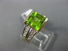 ESTATE WIDE 2.87CT DIAMOND & AAA SQUARE PERIDOT 14KT YELLOW GOLD ENGAGEMENT RING