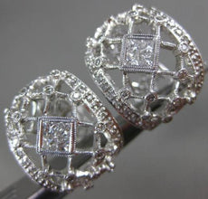 ESTATE WIDE 1.08CT DIAMOND 14KT WHITE GOLD 3D FILIGREE ETOILE HANGING EARRINGS