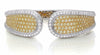 LARGE 4.95CT WHITE & FANCY YELLOW DIAMOND 18K TWO TONE GOLD PAVE BANGLE BRACELET