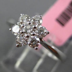 ESTATE .53CT DIAMOND 18KT WHITE GOLD 3D FLOWER CLASSIC STAR ENGAGEMENT RING F/G