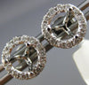 ESTATE .31CT DIAMOND 14KT WHITE GOLD 3 PRONG HALO SOLITAIRE SEMI MOUNT EARRINGS