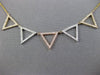 ESTATE .74CT DIAMOND 18KT WHITE YELLOW & ROSE GOLD 3D TRIANGULAR SPIKE NECKLACE