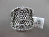 ANTIQUE LARGE .61CT DIAMOND 18KT BLACK & WHITE GOLD 3D FLOATING FLORAL MESH RING