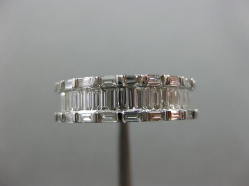 WIDE 2.93CT BAGUETTE DIAMOND 14KT WHITE GOLD 3D 3 ROW ETERNITY ANNIVERSARY RING
