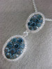 ESTATE LARGE 2.03CT WHITE & BLUE DIAMOND 14KT WHITE GOLD OVAL TEAR DROP PENDANT