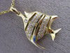 ESTATE .26CT DIAMOND 14KT YELLOW GOLD HANDCRAFTED 3D LUCKY FISH FLOATING PENDANT