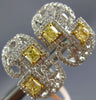 ESTATE WIDE 1.78CT WHITE & FANCY YELLOW DIAMOND 18K 2 TONE GOLD CLIP ON EARRINGS