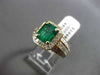 ESTATE LARGE 4.30CT DIAMOND & AAA EMERALD 18K Y GOLD RADIANT ENGAGEMENT RING E/F