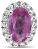 ESTATE 1.93CT DIAMOND & AAA PINK SAPPHIRE 18K WHITE GOLD OVAL HALO STUD EARRINGS