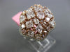 ESTATE LARGE 5.29CT WHITE & PINK DIAMOND 18KT 2 TONE GOLD 3D FLOWER CLUSTER RING