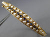 ANTIQUE WIDE .30CT SAPPHIRE & AAA PEARL 14KT YELLOW GOLD BANGLE BRACELET #24210