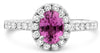 1.49CT DIAMOND & AAA  PINK SAPPHIRE 18KT WHITE GOLD 3D OVAL HALO ENGAGEMENT RING