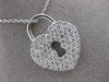 ESTATE LARGE .89CT DIAMOND 18K WHITE GOLD 3D KEY TO YOUR HEART FLOATING NECKLACE