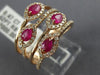 ESTATE LARGE 1.09CT DIAMOND & AAA RUBY 14KT ROSE GOLD MULTI ROW ANNIVERSARY RING