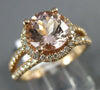 ESTATE LARGE 2.25CT DIAMOND & AAA MORGANITE 14KT ROSE GOLD HALO ENGAGEMENT RING