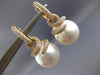 ESTATE LARGE 1.55CT DIAMOND & AAA SOUTH SEA PEARL 18K ROSE GOLD HANGING EARRINGS