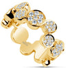 ESTATE .50CT DIAMOND 18KT YELLOW GOLD 3D MULTI FLOWER CIRCULAR CLUSTER LOVE RING
