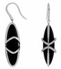 ESTATE .95CT DIAMOND & AAA ONYX 14KT WHITE GOLD FLOWER MARQUISE HANGING EARRINGS