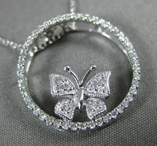 ESTATE .18CT DIAMOND 14KT WHITE GOLD 3D CIRCLE OF LIFE BUTTERFLY LOVE PENDANT