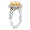 ESTATE LARGE 3.87CT WHITE & FANCY YELLOW DIAMOND 18K 2 TONE GOLD ENGAGEMENT RING