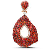 LARGE 39.9CT DIAMOND & AAA ORANGE SAPPHIRE 18KT ROSE GOLD 3D TEAR DROP EARRINGS