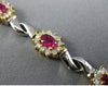 ESTATE LONG 4.75CT DIAMOND & RUBY 14KT TWO TONE GOLD 3D CLUSTER TENNIS BRACELET