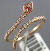 ESTATE .19CT DIAMOND & AAA RUBY 14KT ROSE GOLD 3D CLASSIC CRISS CROSS SNAKE RING