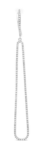ESTATE .64CT DIAMOND 14KT WHITE GOLD 3D CLASSIC OBLONG DANGLING HANGING EARRINGS