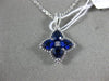 ESTATE .76CT DIAMOND & AAA SAPPHIRE 18KT WHITE GOLD FLOWER STAR FLOATING PENDANT
