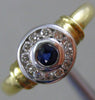 ESTATE .20CT DIAMOND & AAA SAPPHIRE 14KT TWO TONE GOLD 3D HALO BEZEL RING #26337