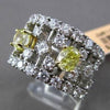 ESTATE WIDE 3.51CT WHITE & FANCY YELLOW DIAMOND 18KT WHITE GOLD ETOILE FUN RING