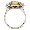 ESTATE LARGE 2.02CT WHITE & FANCY YELLOW DIAMOND 18K 2 TONE GOLD ENGAGEMENT RING