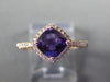 ESTATE 1.02CT DIAMOND & AAA AMETHYST 14KT ROSE GOLD 3D CUSHION FUN LOVE RING