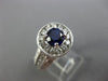WIDE 1.85CT DIAMOND & SAPPHIRE 14KT WHITE GOLD 3D HALO FILIGREE ENGAGEMENT RING