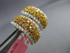 ESTATE LARGE 2.97CT WHITE & FANCY INTENSE DIAMOND 18KT TWO TONE GOLD 3D EARRINGS