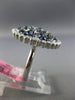 ESTATE LARGE 2.20CT DIAMOND & SAPPHIRE 14KT WHITE GOLD CLUSTER ROUND FLOWER RING